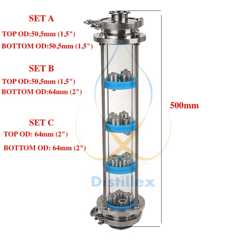 NEW  SS304  bubble plates Distillation Column with 4 section