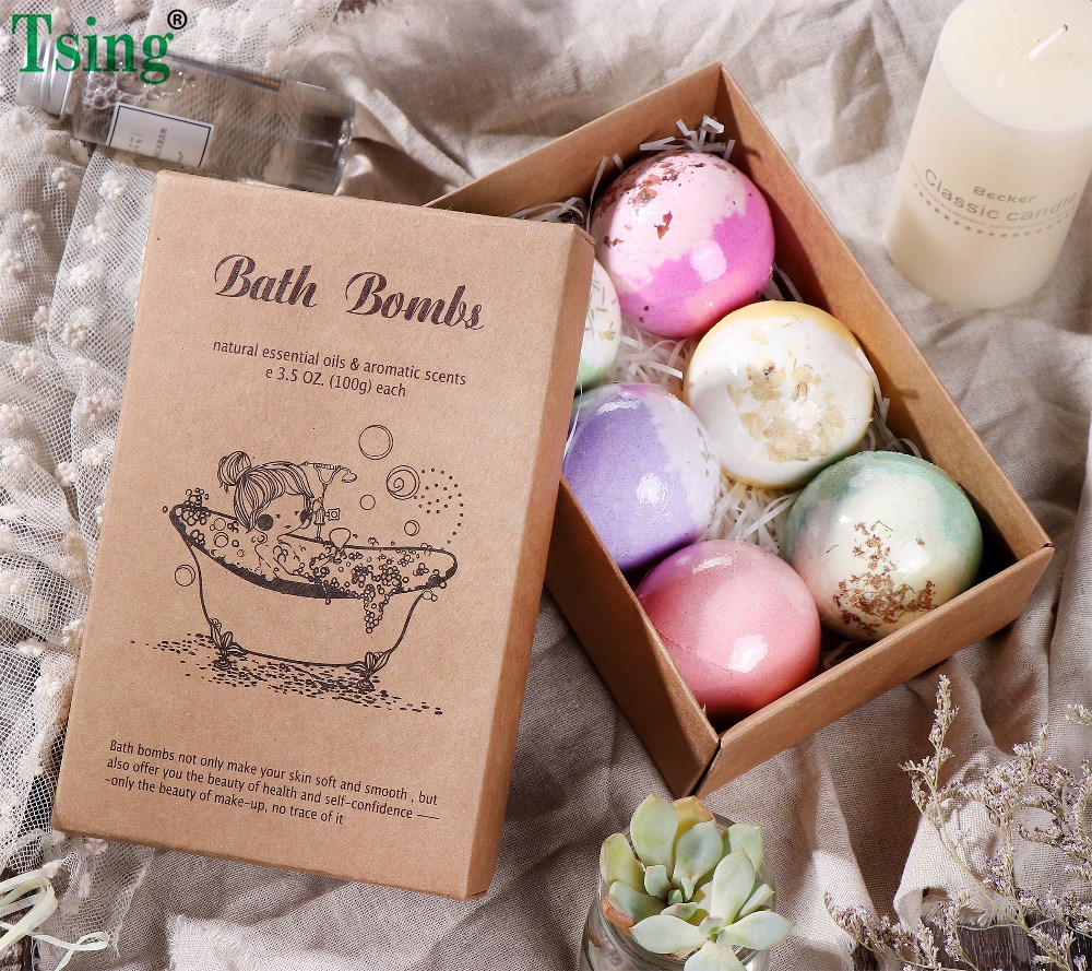 tsing  6x100g valentines  day  organic bath bomb gift set