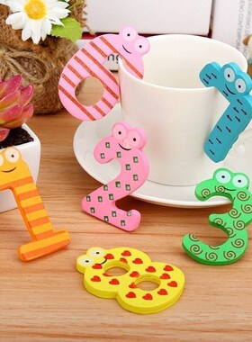 15pcsset Cute painted wooden Numbers fridge magnets whitebo