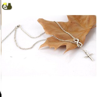 1PCS Silver Plated Infinity Cross Lariat Pendant Necklace Pe