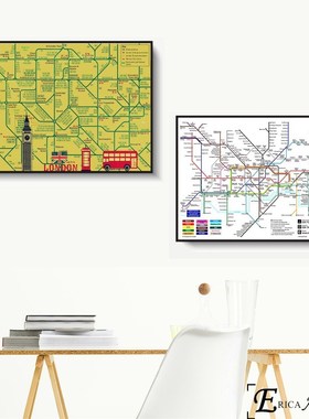 New York London Subway Map Vintage Wall Art Canvas Painting