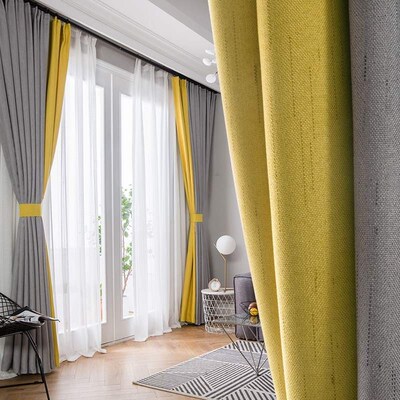 window curtains for living room窗帘北欧简约客厅卧室现代撞色