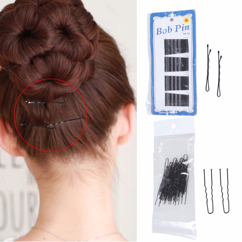 1 Set Black Hair Grips s Bobby Kirby Pins Clamps Slides Girl