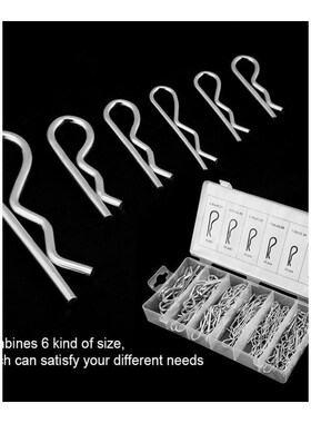 150PC R-shaped Cotter Pin Set 6 Sizes Tractor Pin Clips with