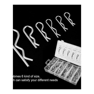 150PC R-shaped Cotter Pin Set 6 Sizes Tractor Pin Clips with