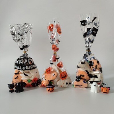 50pcs Halloween Candy Bag Paper Bags  Pumpkin Pattern Hol