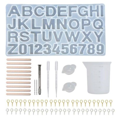 1 Set Crystal Epoxy Resin Mold Alphabet 26 Letters Pendants