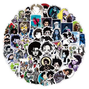 50PCS Tim Burton Movie Stickers Beetlejuice Edward Terror S