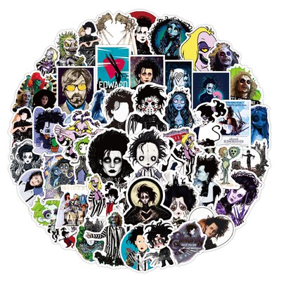 50PCS Tim Burton Movie Stickers Beetlejuice Edward Terror S