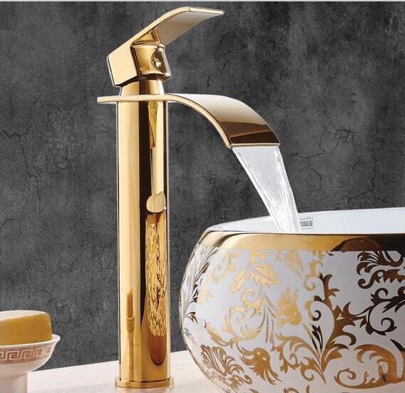 New Arrivals Gold Basin Faucets Waterfall Bathroom Faucet S