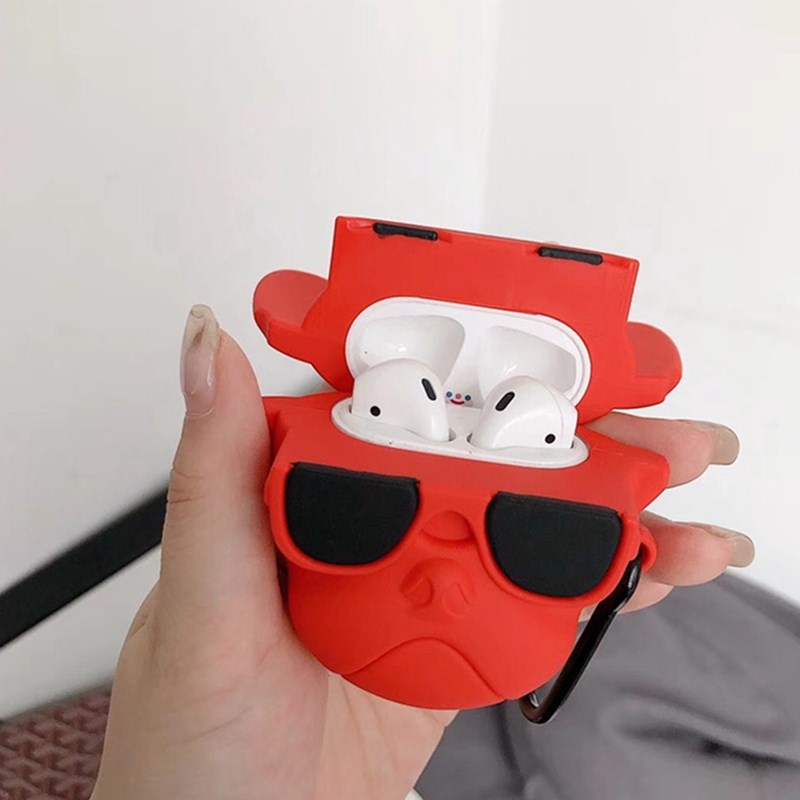 Black Red Bulldog Headphone Case For Apple Wireless Bluetoo