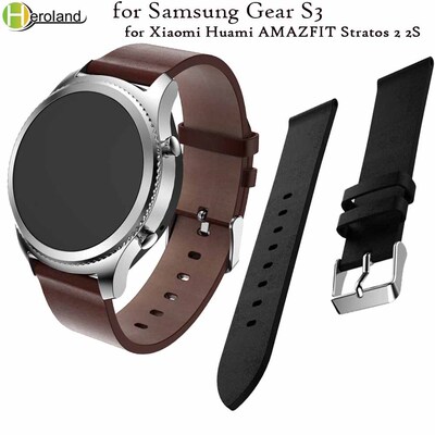 22mm Genuine Leather watch strap Band for Samsung Gear S3 F