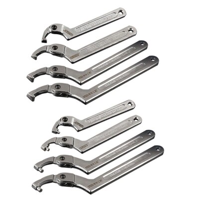 Chrome Vanadium Adjustable Hook Wrench Spanner Round Square