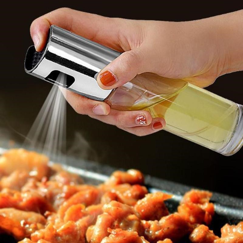 Glass Oil Spray Bottle Pump Kitchen Olive Oil Sprayer Stainl
