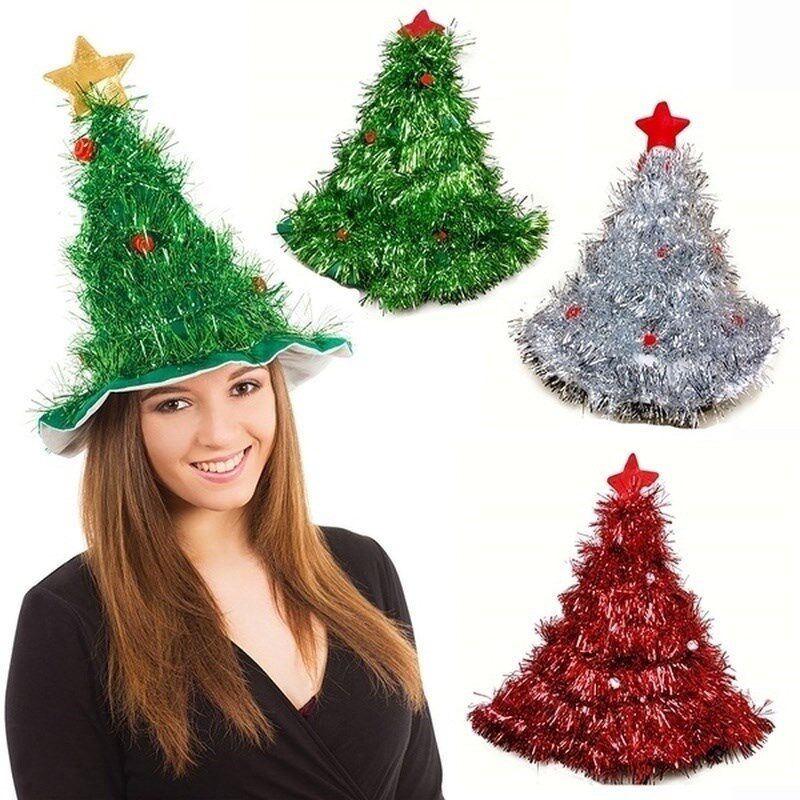 tinsel christmas tree hat on 1pc headband father christmas x