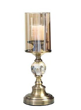 Crystal Candle Holders Gold with Clear Glass Lampshade Singl