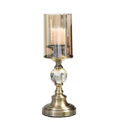 Crystal Candle Holders Gold with Clear Glass Lampshade Singl