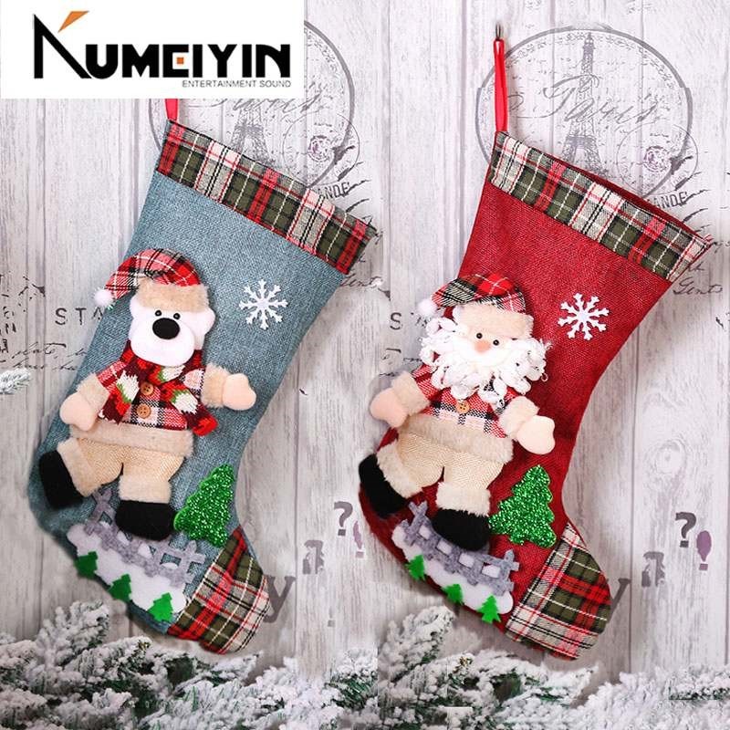 New Year Christmas Stocking Sack Xmas Gift Candy Bag Noel Ch