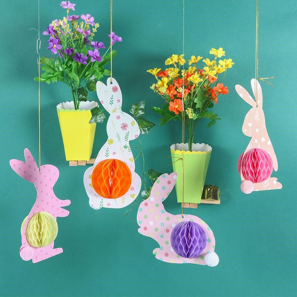 4pcs easter honeycomb rabbits set for home decor hanging ea