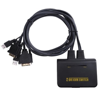 2 Port Usb 2.0 2 In 1 Out Dvi Kvm Switcher Switch Box With A