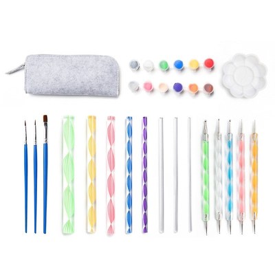 Mandala Dotting Tools Stencil Set Paint Brushes and Tray Sup
