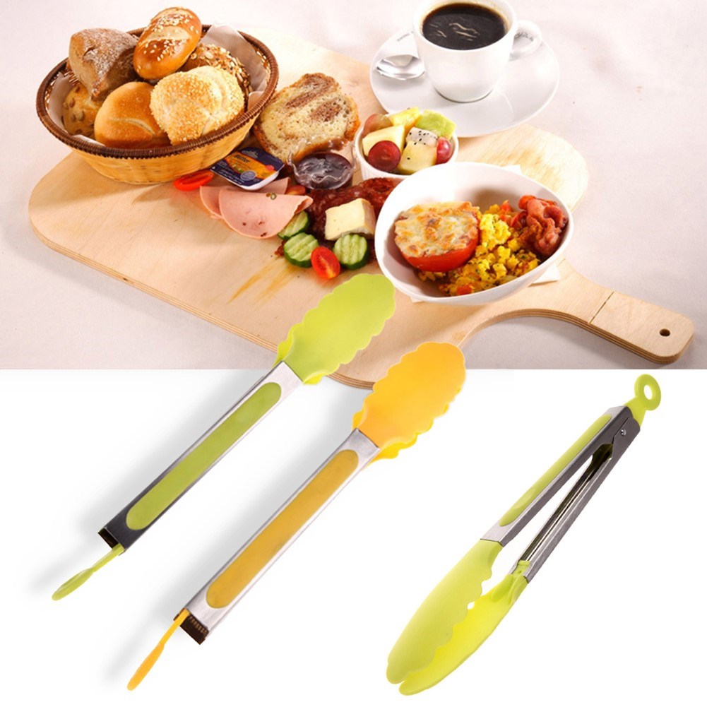 Portable Silicone Kitchen Food Clamp Serving Clip Tong Cooki