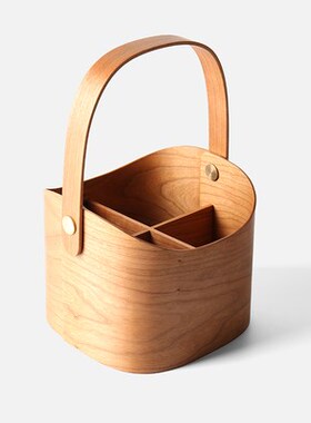 Handmade Black Walnut Storage Basket with Handle  Japan Styl