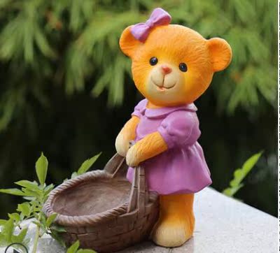 Cartoon Simulation Animal Cute Resin Bear Succulent Flower P