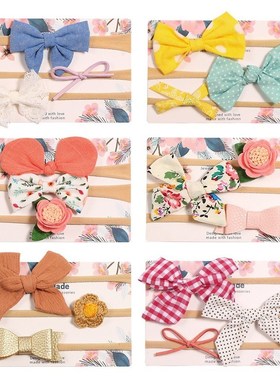 3pcs Cute Bow Baby Headband Girl Nylon Head Bands Turban He