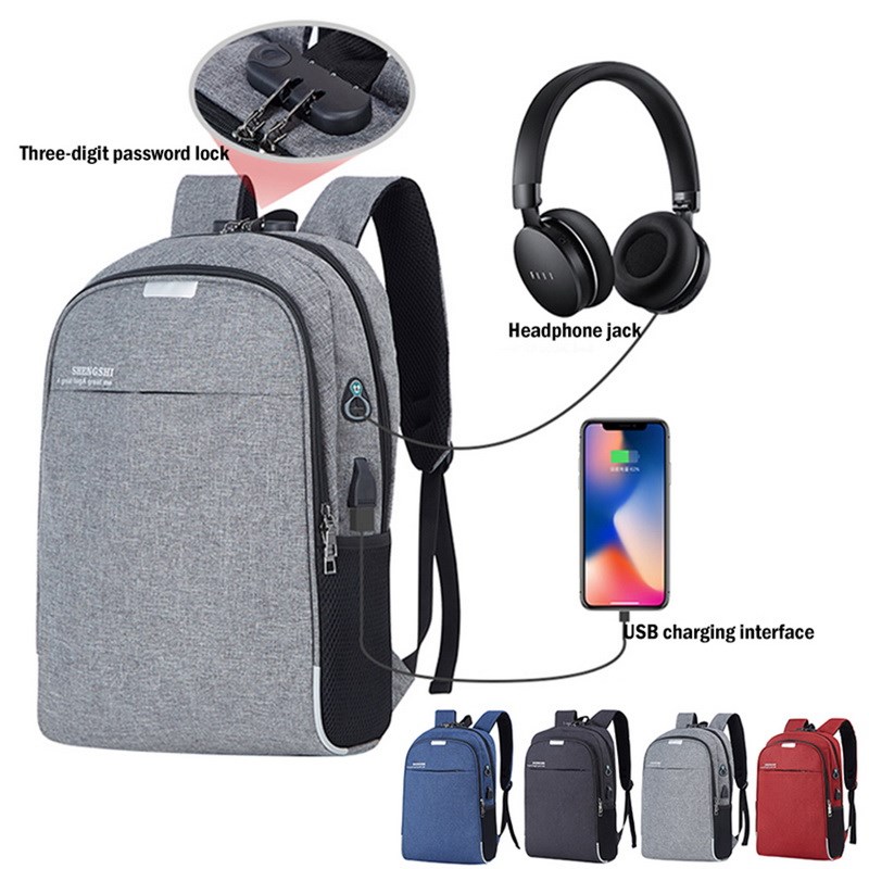 PUIMENTIU Backpack Laptop Backpack USB Charging Backbag Tra