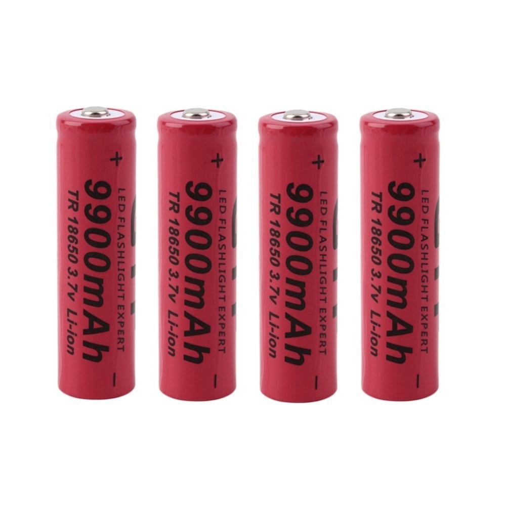 New 4pcs 18650 9900mAh 3.7V Li-ion Rechargeable Batteries 18