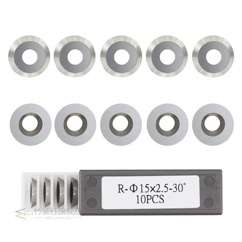 10pcs Round Carbide Cutter Insert Set 15x2.5mm 30 Degrees Fi