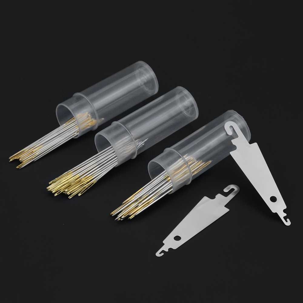 30Pcs Golden Embroidery Fabric Cross Stitch Cloth Needles Si