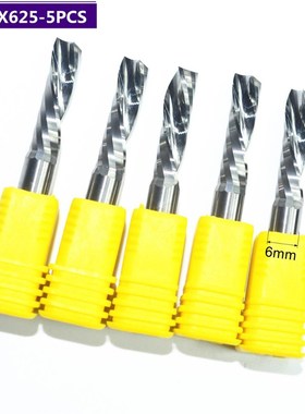 5 PCS-6*25mm One Single Flute Down Cutter,Left Helical Carbi