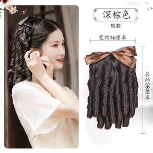 民国假发金粉世家白秀珠复古罗马卷蝴蝶结油条公主卷古风旗袍马尾