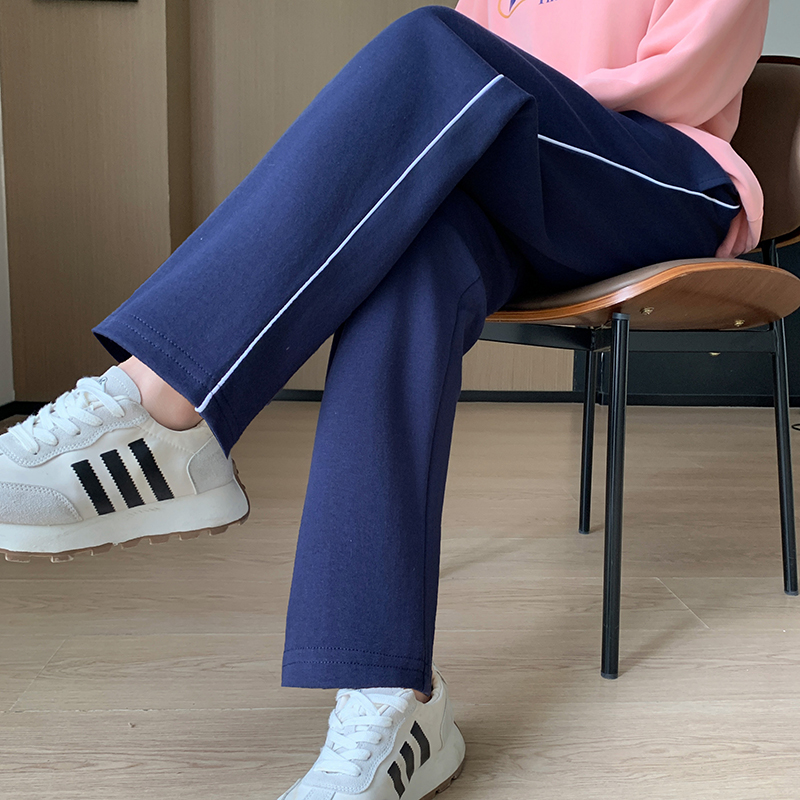 校服裤子藏青色二条杠一道杠中学生夏季冰丝春秋纯棉加绒加厚校裤