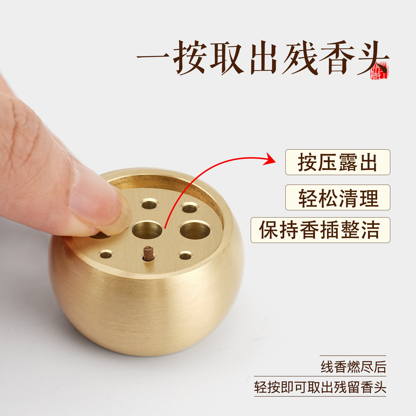 黄铜按压式残香头清理香托图片