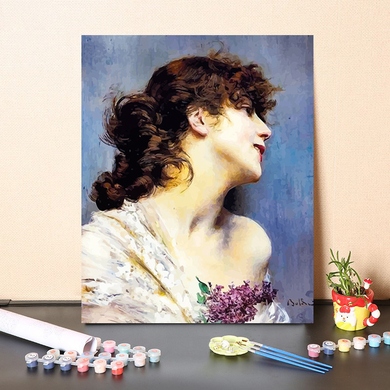数字油画diy填充画家博尔迪尼经典名画欧洲人物肖像生活画装饰画