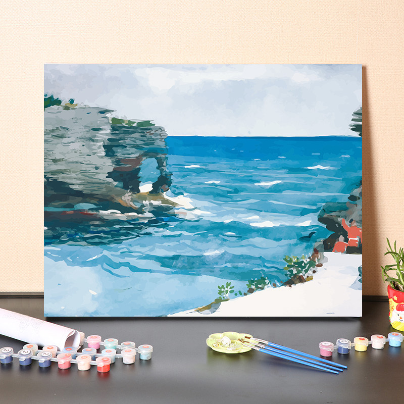 数字油画diy填充风景画画家霍默经典名画海景系列风景人物装饰画