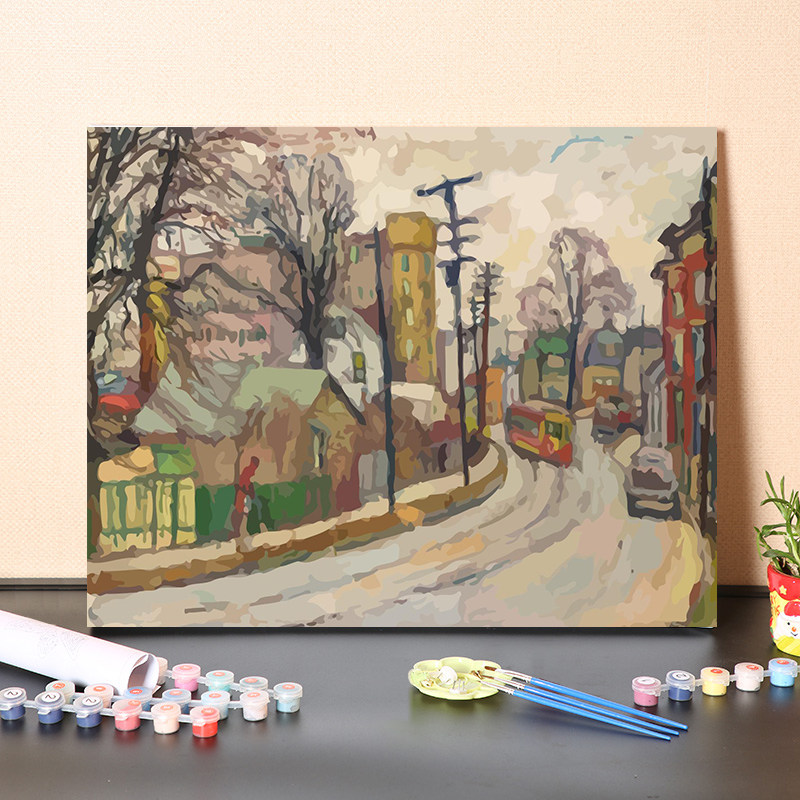 数字油画diy手工填充表现主义艺术家马涅维奇经典名画风景装饰画