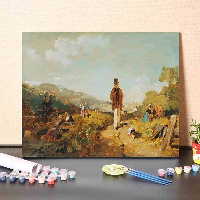 diy数字油画手工填充浪漫主义画家施皮茨韦格经典名画人物装饰画