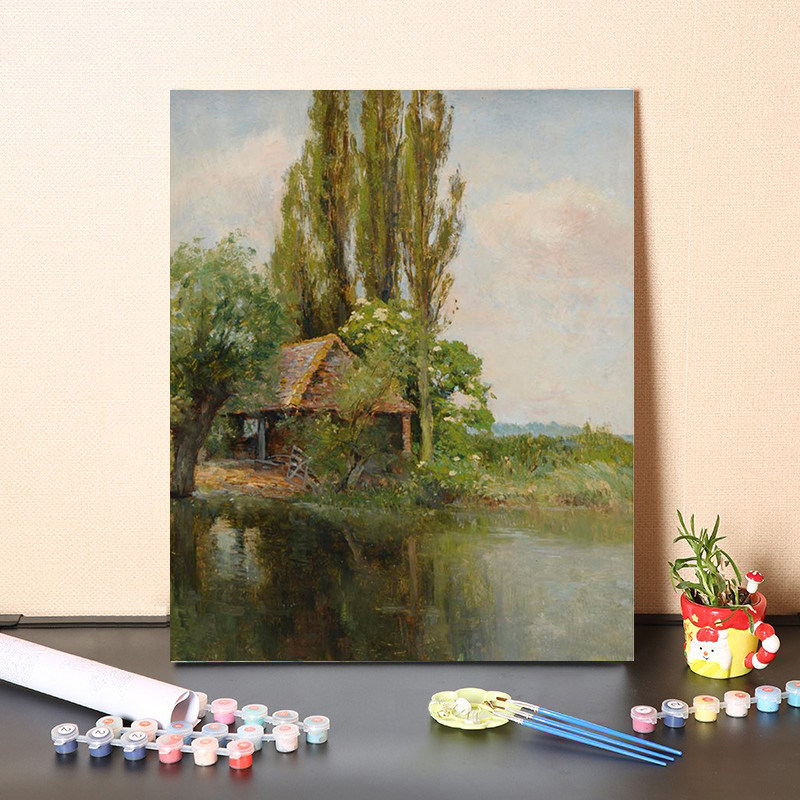 数字油画diy世界名画瓦尔伯恩人物风景风景画宿舍走廊油彩挂画