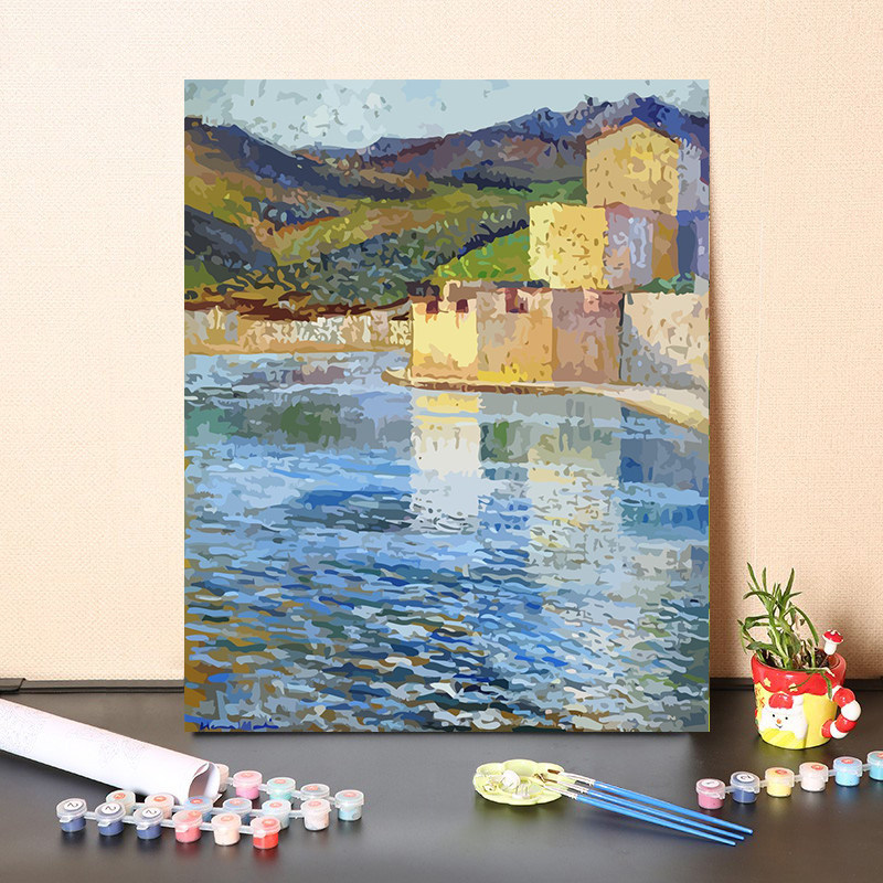 数字油画diy填充印象派画家亨利马丁经典名画秀丽山水客厅装饰画