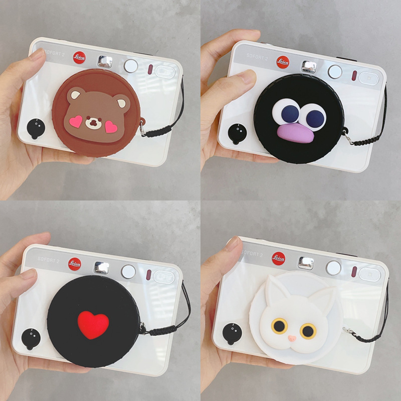 可爱卡通镜头保护盖适用Leica徕卡SOFORT2相机拍立得硅胶索尼zve10 a640016-50镜头盖防撞保护配件