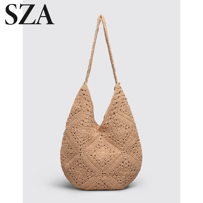 棉线编织包女时尚镂空腋下单肩包