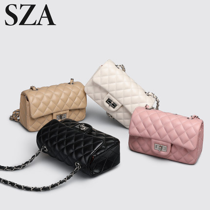 SZA小香风菱格链条包包女时尚方胖子单肩斜挎包百搭小包2023新款