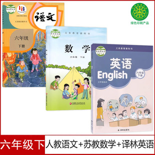 江苏通用 英语译林版 全新六年级下册语文数学英语全套3本课本教材人教版 数学苏教版 全套6六下语数英教科书 六年级下册语文