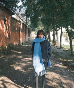 30%羊毛 Baby克莱因蓝超显白软糯围巾 意大利合作 wool Virgin