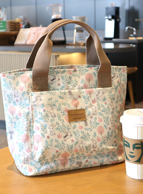 时尚防水手提包女外出手提袋子拎包妈咪包母婴包学生便当包饭盒袋