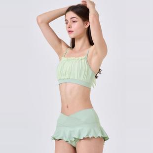 糖果色网纱polewear套装钢管舞服短裤美背专业防走光运动背心上衣